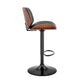 HomeRoots Adjustable Black Faux Leather Black Steel and Walnut Bar Stool