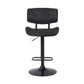 HomeRoots Adjustable Black Tufted Faux Leather and Black Wood Swivel Barstool