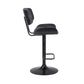 HomeRoots Adjustable Black Tufted Faux Leather and Black Wood Swivel Barstool