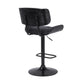 HomeRoots Adjustable Black Tufted Faux Leather and Black Wood Swivel Barstool