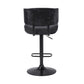 HomeRoots Adjustable Black Tufted Faux Leather and Black Wood Swivel Barstool