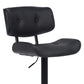 HomeRoots Adjustable Black Tufted Faux Leather and Black Wood Swivel Barstool