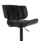 HomeRoots Adjustable Black Tufted Faux Leather and Black Wood Swivel Barstool