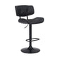 HomeRoots Adjustable Black Tufted Faux Leather and Black Wood Swivel Barstool