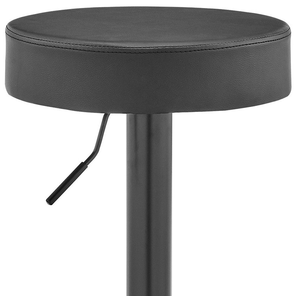 HomeRoots Adjustable Classic Grey Faux Leather Backless Bar Stool