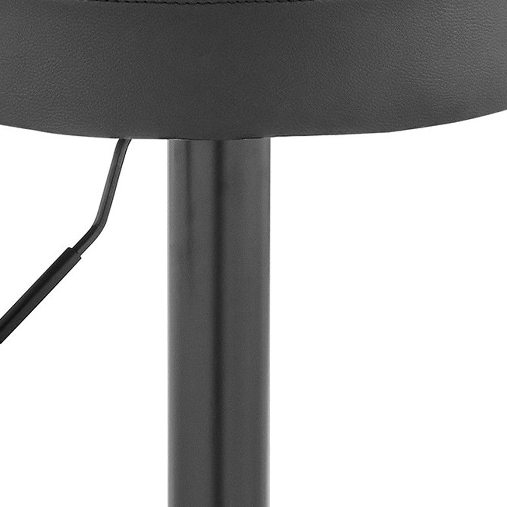 HomeRoots Adjustable Classic Grey Faux Leather Backless Bar Stool