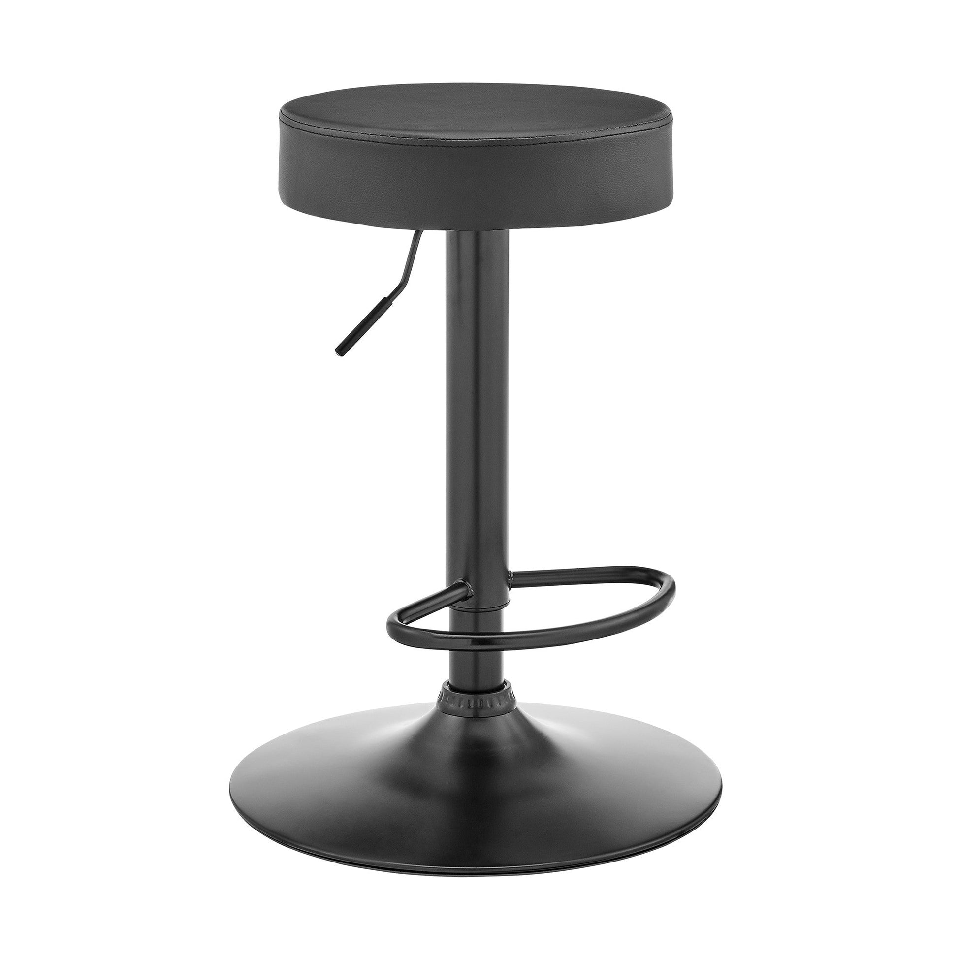 HomeRoots Adjustable Classic Grey Faux Leather Backless Bar Stool