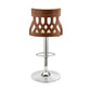 HomeRoots Adjustable Cream Faux Leather and Walnut Lattice Bar Stool