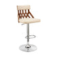 HomeRoots Adjustable Cream Faux Leather and Walnut Lattice Bar Stool