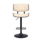 HomeRoots Adjustable Cream Tufted Faux Leather and Black Wood Swivel Barstool