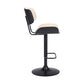 HomeRoots Adjustable Cream Tufted Faux Leather and Black Wood Swivel Barstool