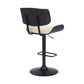 HomeRoots Adjustable Cream Tufted Faux Leather and Black Wood Swivel Barstool