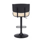 HomeRoots Adjustable Cream Tufted Faux Leather and Black Wood Swivel Barstool