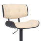 HomeRoots Adjustable Cream Tufted Faux Leather and Black Wood Swivel Barstool