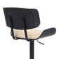 HomeRoots Adjustable Cream Tufted Faux Leather and Black Wood Swivel Barstool