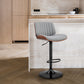 HomeRoots Adjustable Gray Faux Leather Black Steel and Walnut Bar Stool