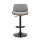 HomeRoots Adjustable Gray Faux Leather Black Steel and Walnut Bar Stool