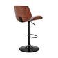 HomeRoots Adjustable Gray Faux Leather Black Steel and Walnut Bar Stool