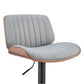 HomeRoots Adjustable Gray Faux Leather Black Steel and Walnut Bar Stool