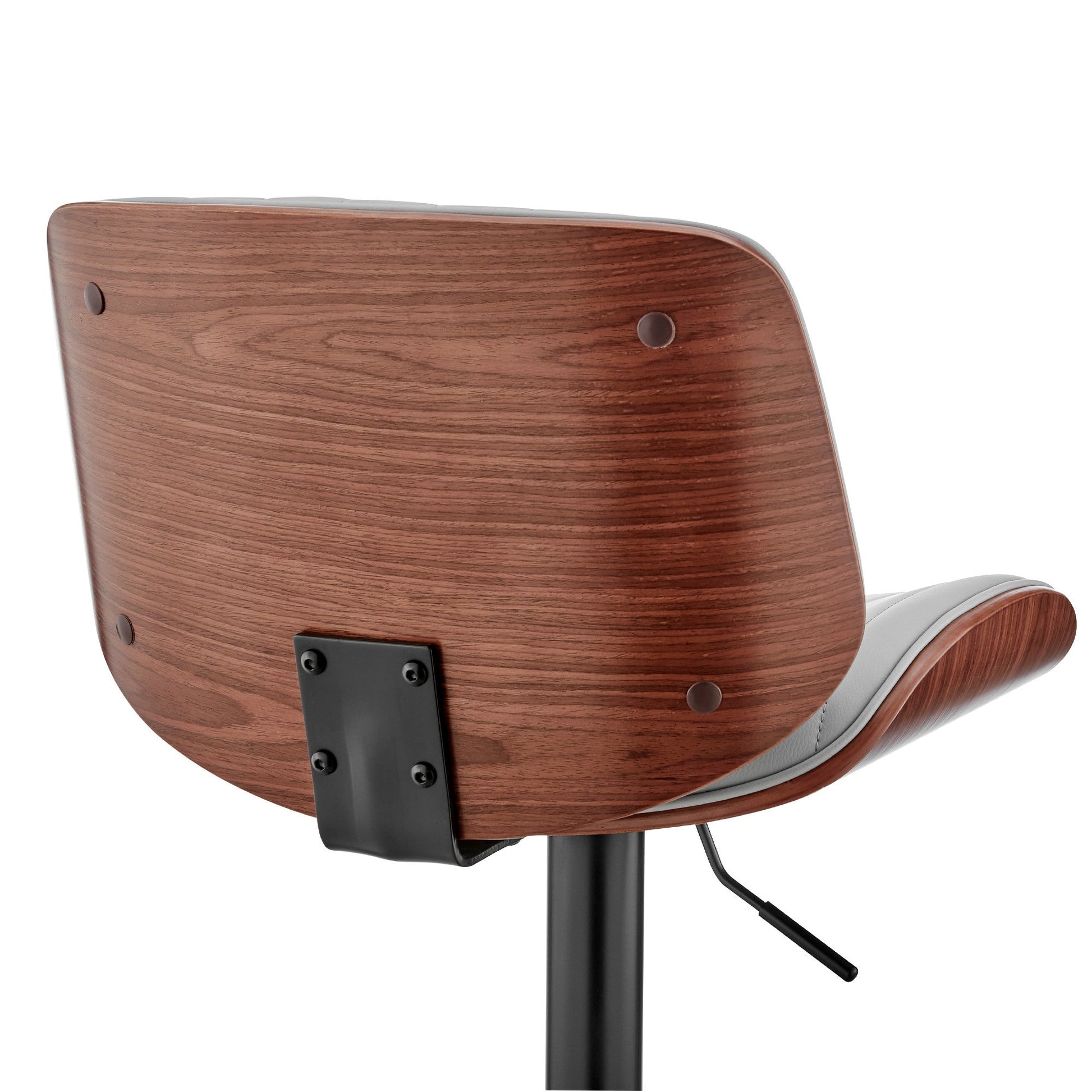 HomeRoots Adjustable Gray Faux Leather Black Steel and Walnut Bar Stool