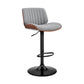 HomeRoots Adjustable Gray Faux Leather Black Steel and Walnut Bar Stool