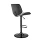 HomeRoots Adjustable Gray Faux Leather Black Steel and Wood Bar Stool