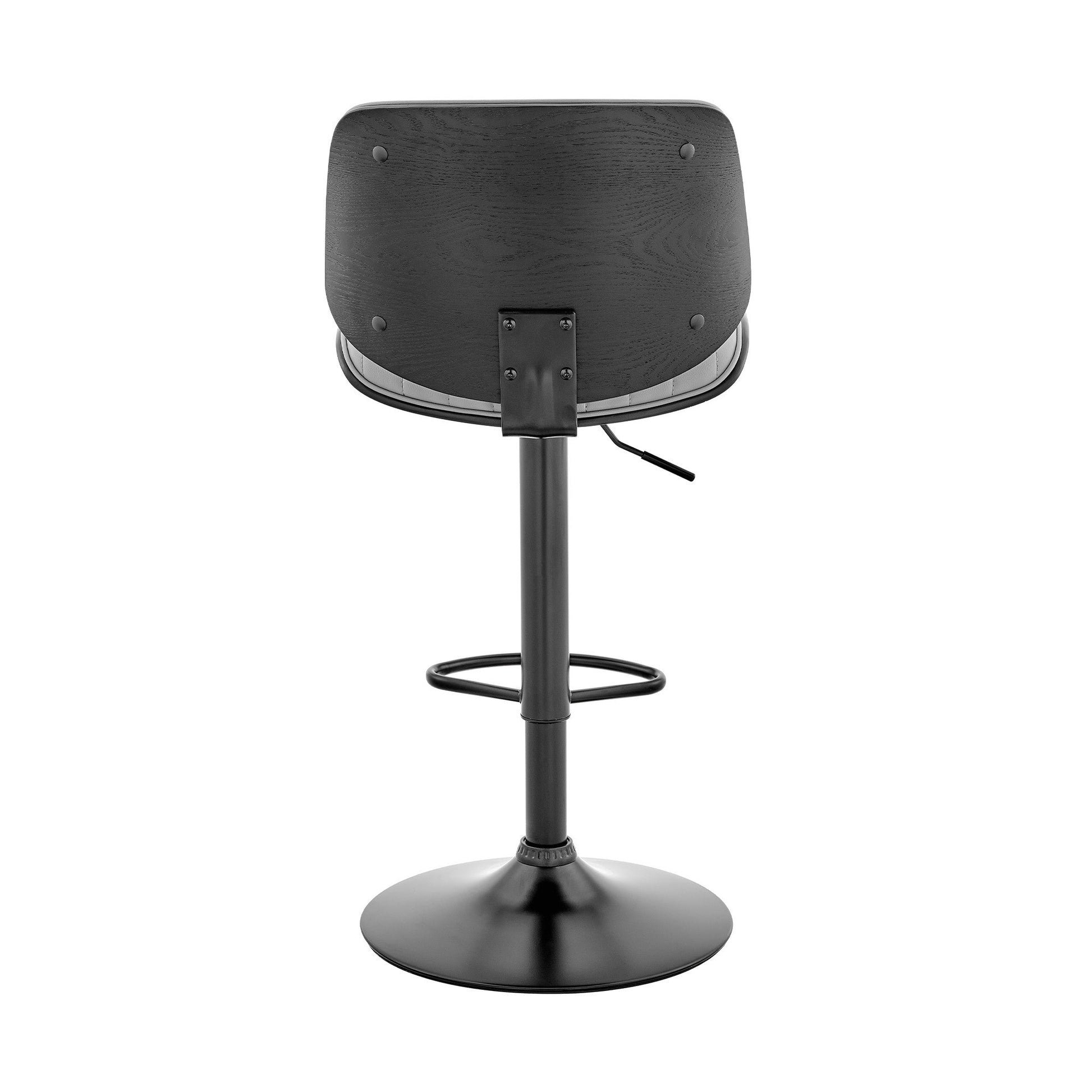 HomeRoots Adjustable Gray Faux Leather Black Steel and Wood Bar Stool