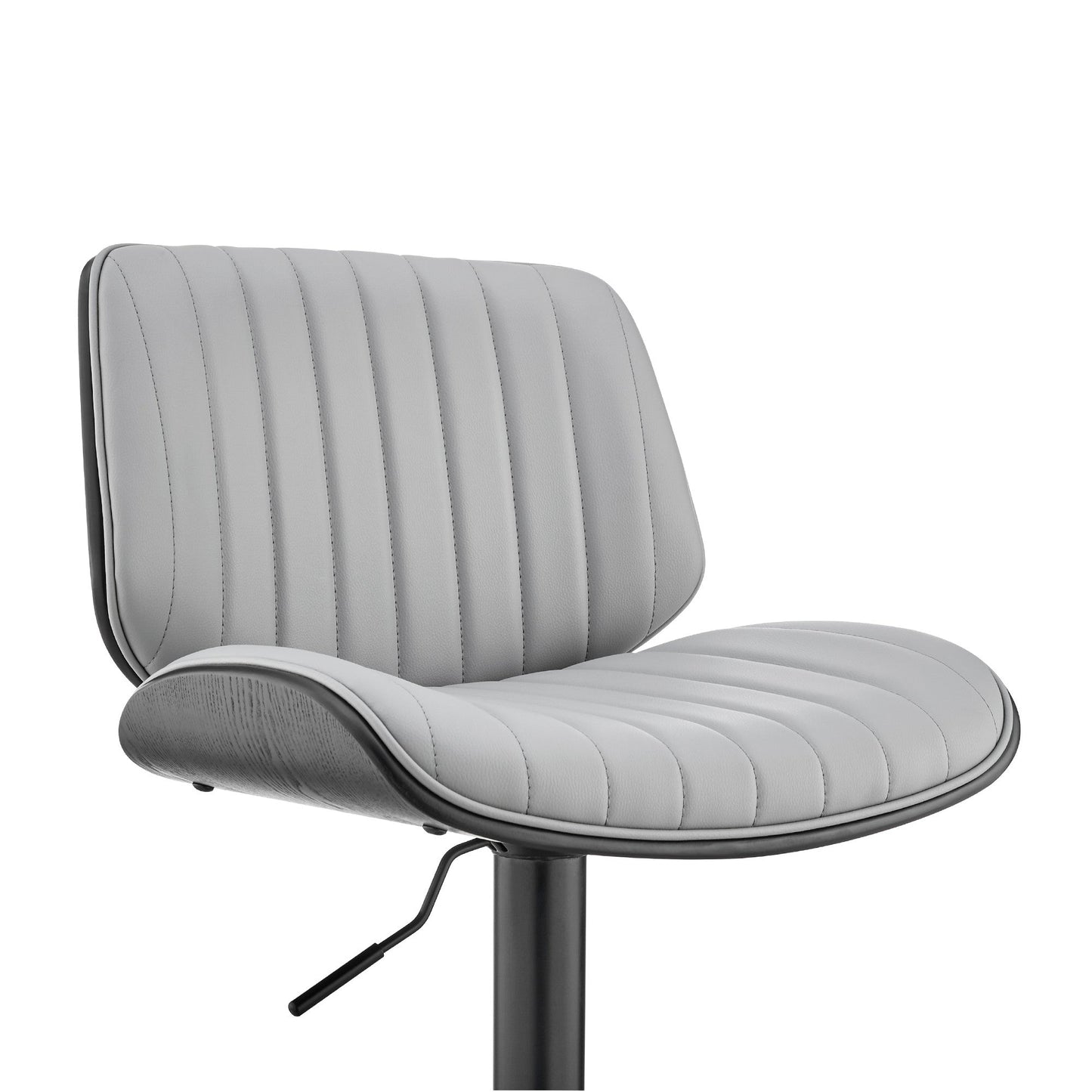 HomeRoots Adjustable Gray Faux Leather Black Steel and Wood Bar Stool