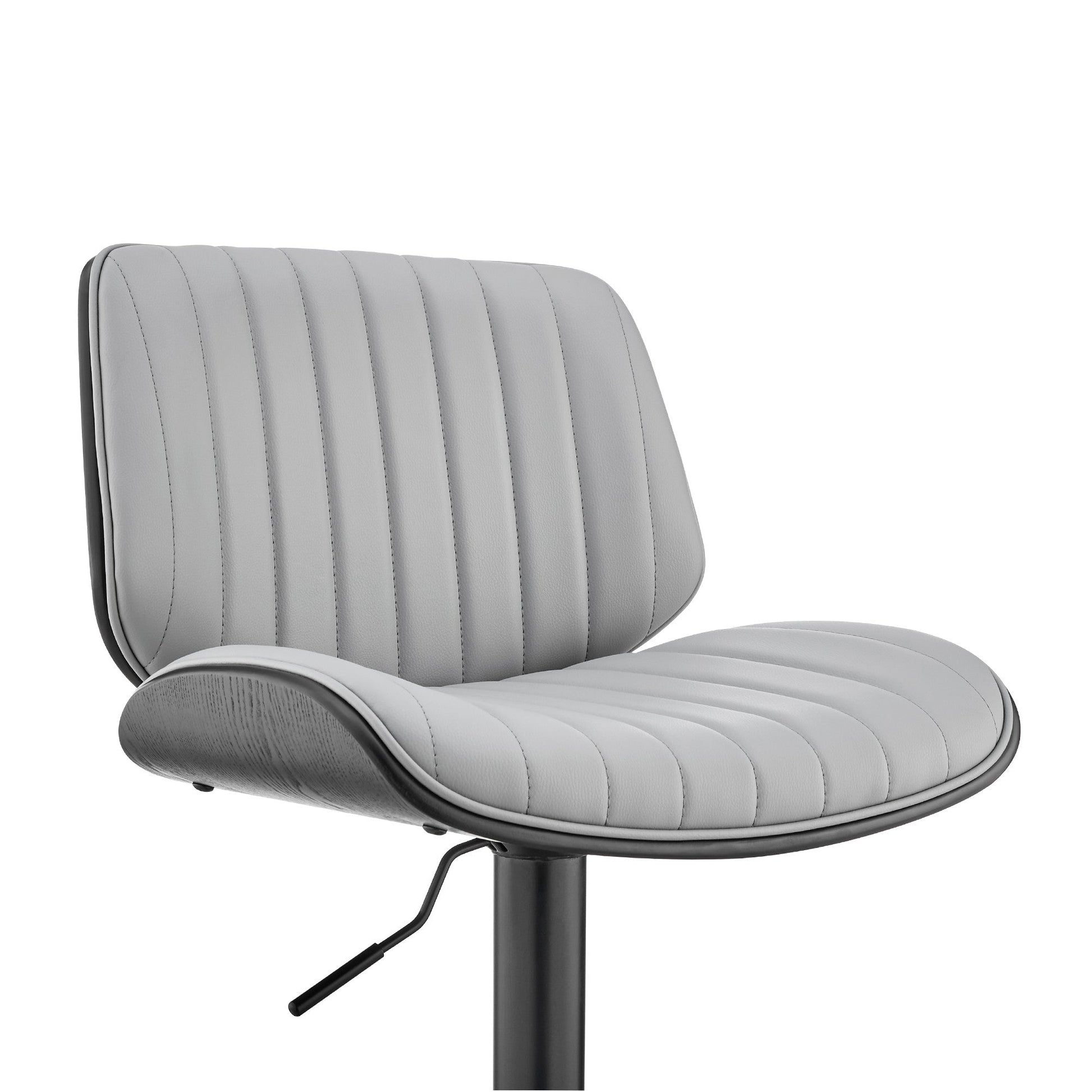 HomeRoots Adjustable Gray Faux Leather Black Steel and Wood Bar Stool