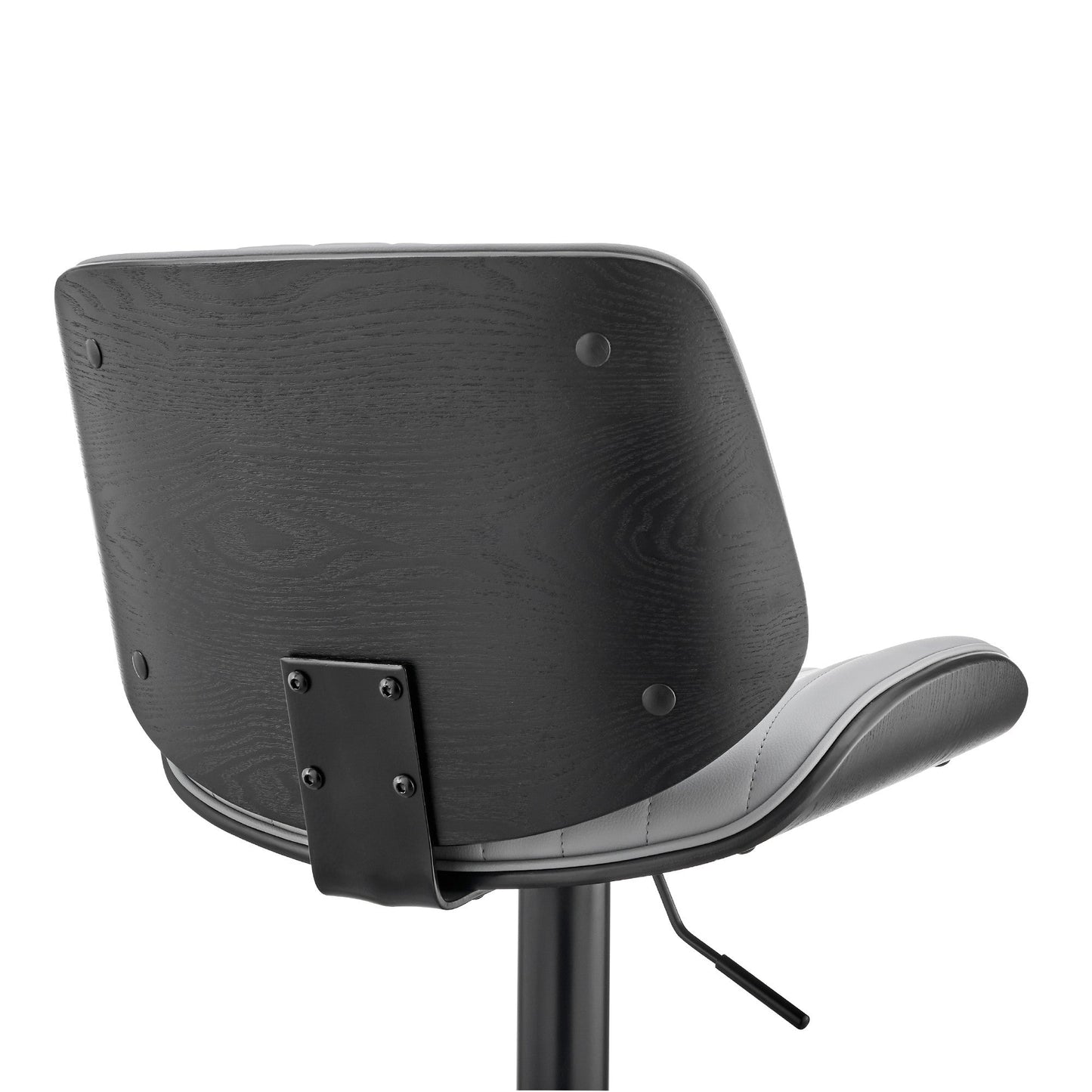 HomeRoots Adjustable Gray Faux Leather Black Steel and Wood Bar Stool