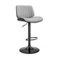 HomeRoots Adjustable Gray Faux Leather Black Steel and Wood Bar Stool