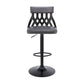 HomeRoots Adjustable Gray Faux Leather and Black Lattice Bar Stool
