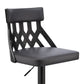 HomeRoots Adjustable Gray Faux Leather and Black Lattice Bar Stool