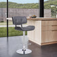 HomeRoots Adjustable Gray Tufted Faux Leather Black and Chrome Swivel Barstool
