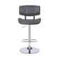 HomeRoots Adjustable Gray Tufted Faux Leather Black and Chrome Swivel Barstool