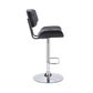 HomeRoots Adjustable Gray Tufted Faux Leather Black and Chrome Swivel Barstool