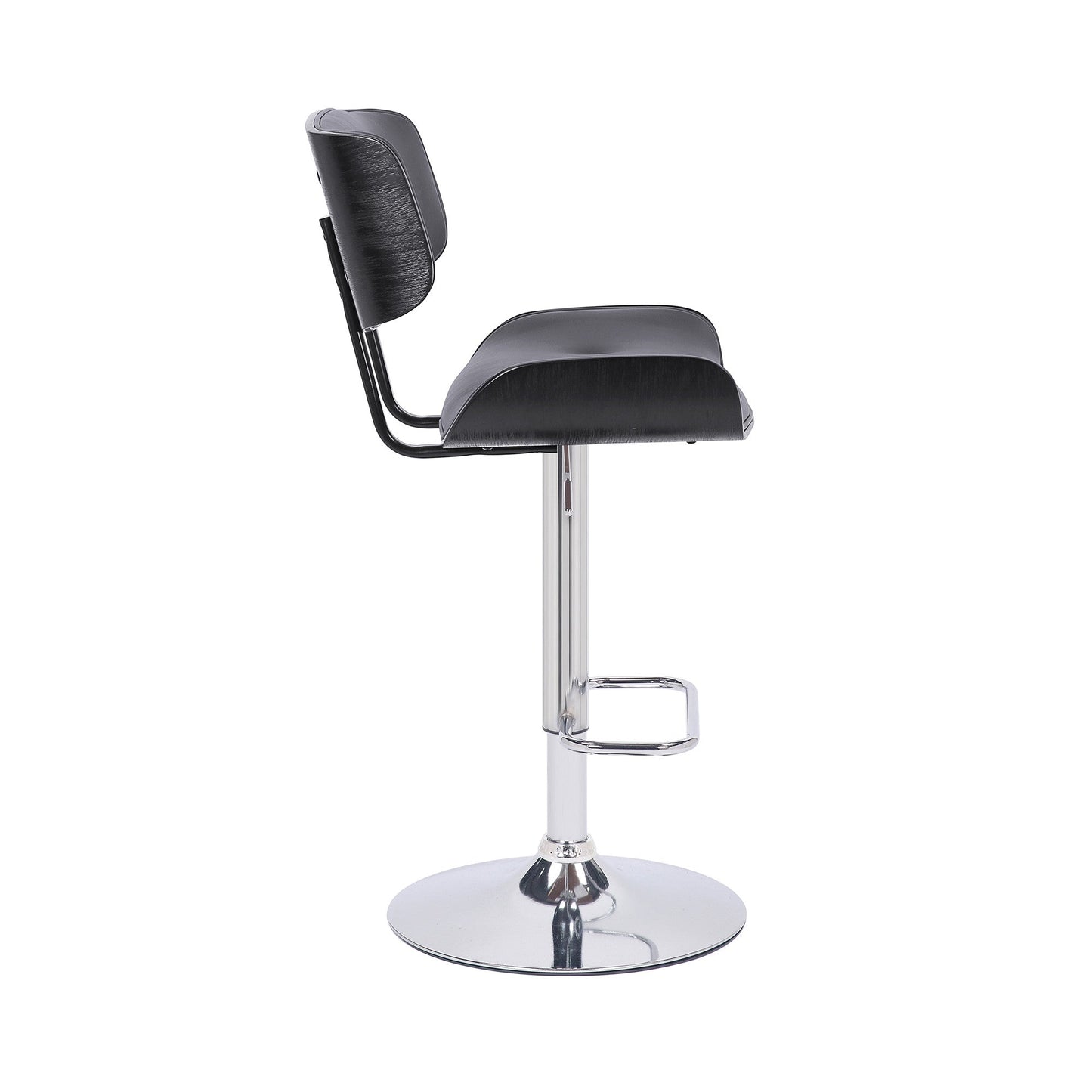HomeRoots Adjustable Gray Tufted Faux Leather Black and Chrome Swivel Barstool