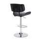 HomeRoots Adjustable Gray Tufted Faux Leather Black and Chrome Swivel Barstool