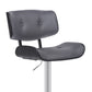 HomeRoots Adjustable Gray Tufted Faux Leather Black and Chrome Swivel Barstool