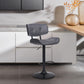 HomeRoots Adjustable Gray Tufted Faux Leather and Black Wood Swivel Barstool