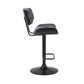 HomeRoots Adjustable Gray Tufted Faux Leather and Black Wood Swivel Barstool