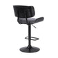 HomeRoots Adjustable Gray Tufted Faux Leather and Black Wood Swivel Barstool