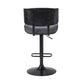 HomeRoots Adjustable Gray Tufted Faux Leather and Black Wood Swivel Barstool