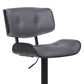 HomeRoots Adjustable Gray Tufted Faux Leather and Black Wood Swivel Barstool