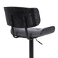 HomeRoots Adjustable Gray Tufted Faux Leather and Black Wood Swivel Barstool