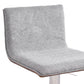 HomeRoots Adjustable Grey Fabric Walnut and Stainless Swivel Bar Stool