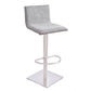 HomeRoots Adjustable Grey Fabric Walnut and Stainless Swivel Bar Stool