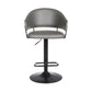 HomeRoots Adjustable Grey Faux Leather Black Wood and Metal Bar Stool