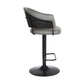 HomeRoots Adjustable Grey Faux Leather Black Wood and Metal Bar Stool