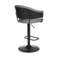 HomeRoots Adjustable Grey Faux Leather Black Wood and Metal Bar Stool
